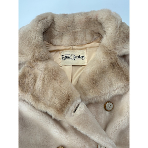 Vintage Borgana Faux Fur Coat Womens M L Tan Teddy Bear Mob Wife 50s - Picture 7 of 13